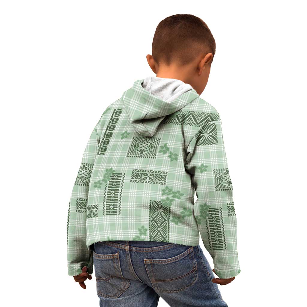 Hawaiian Quilt Tapa On Pastel Mint Palaka Motifs Kid Hoodie LT7 - Polynesian Pride