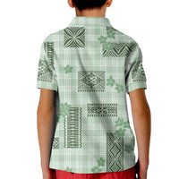 Hawaiian Quilt Tapa On Pastel Mint Palaka Motifs Kid Polo Shirt LT7 - Polynesian Pride