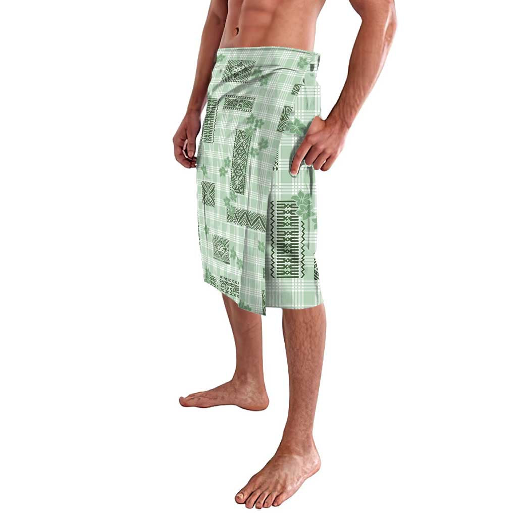 Hawaiian Quilt Tapa On Pastel Mint Palaka Motifs Lavalava LT7 - Polynesian Pride