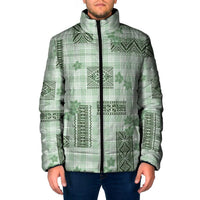 Hawaiian Quilt Tapa On Pastel Mint Palaka Motifs Padded Jacket LT7 Men Mint - Polynesian Pride