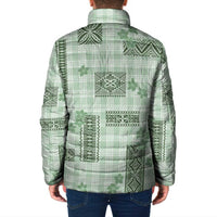 Hawaiian Quilt Tapa On Pastel Mint Palaka Motifs Padded Jacket LT7 - Polynesian Pride