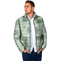 Hawaiian Quilt Tapa On Pastel Mint Palaka Motifs Padded Jacket LT7 - Polynesian Pride