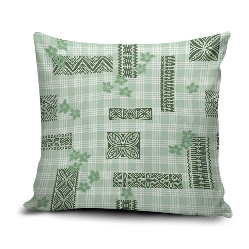 Hawaiian Quilt Tapa On Pastel Mint Palaka Motifs Pillow Cover LT7 Mint - Polynesian Pride