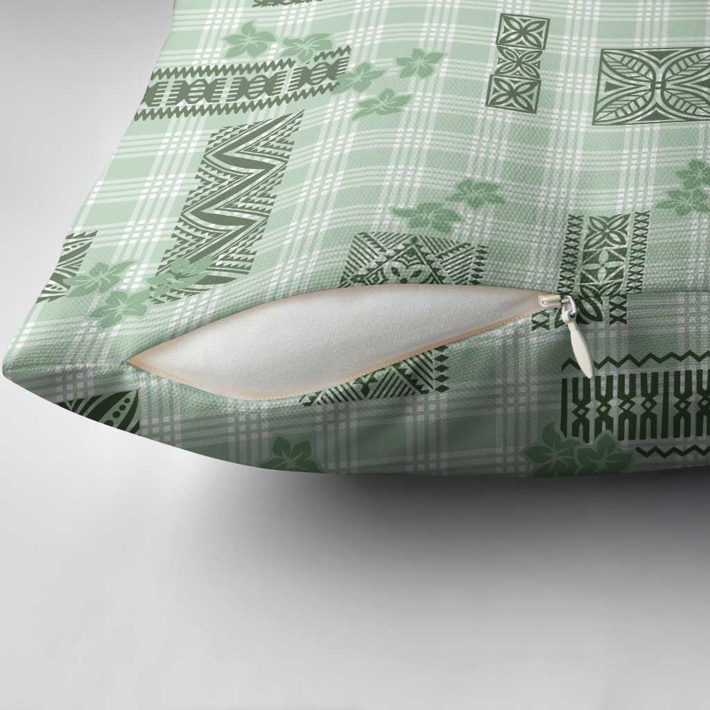 Hawaiian Quilt Tapa On Pastel Mint Palaka Motifs Pillow Cover LT7 - Polynesian Pride