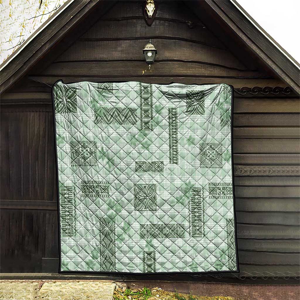 Hawaiian Quilt Tapa On Pastel Mint Palaka Motifs Quilt LT7 - Polynesian Pride