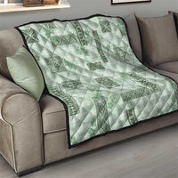 Hawaiian Quilt Tapa On Pastel Mint Palaka Motifs Quilt LT7 - Polynesian Pride