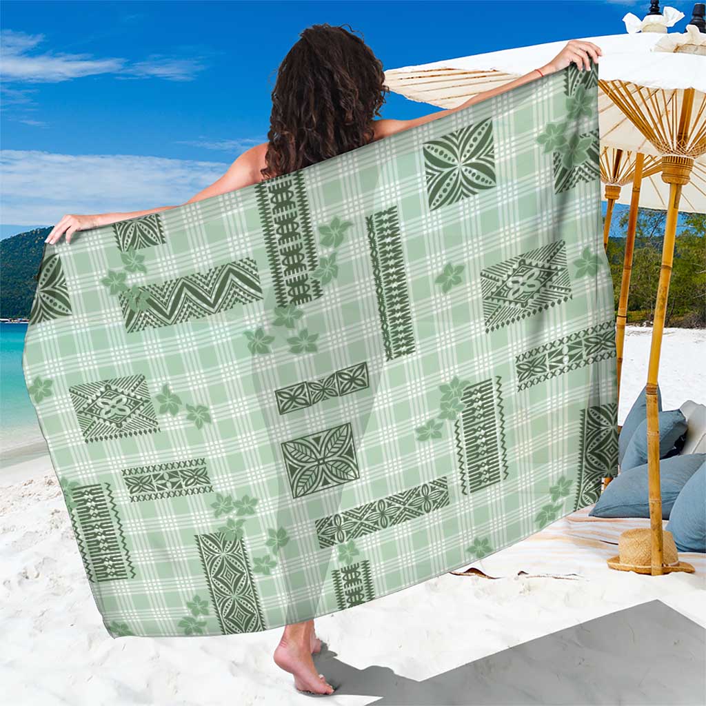 Hawaiian Quilt Tapa On Pastel Mint Palaka Motifs Sarong LT7 One Size 44 x 66 inches Mint - Polynesian Pride