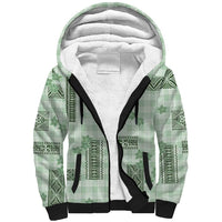 Hawaiian Quilt Tapa On Pastel Mint Palaka Motifs Sherpa Hoodie LT7 Unisex Mint - Polynesian Pride
