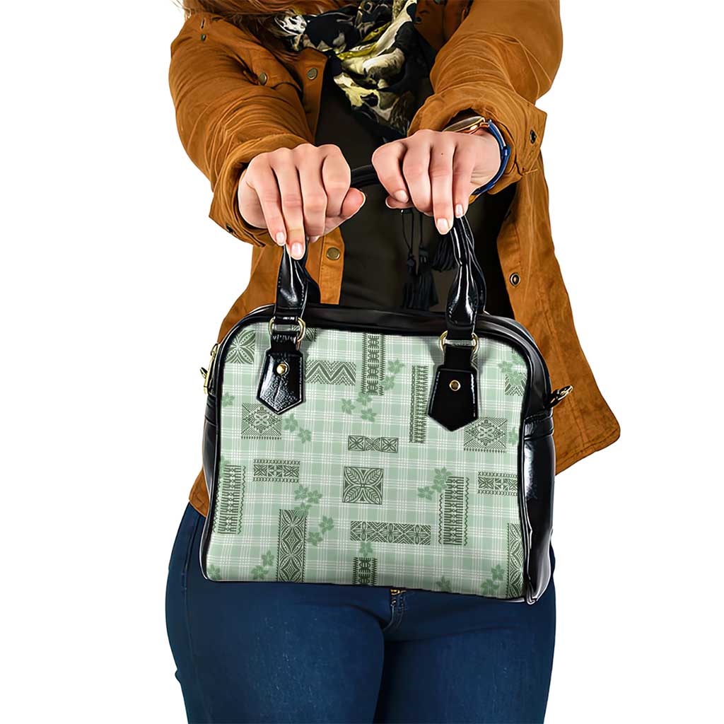 Hawaiian Quilt Tapa On Pastel Mint Palaka Motifs Shoulder Handbag