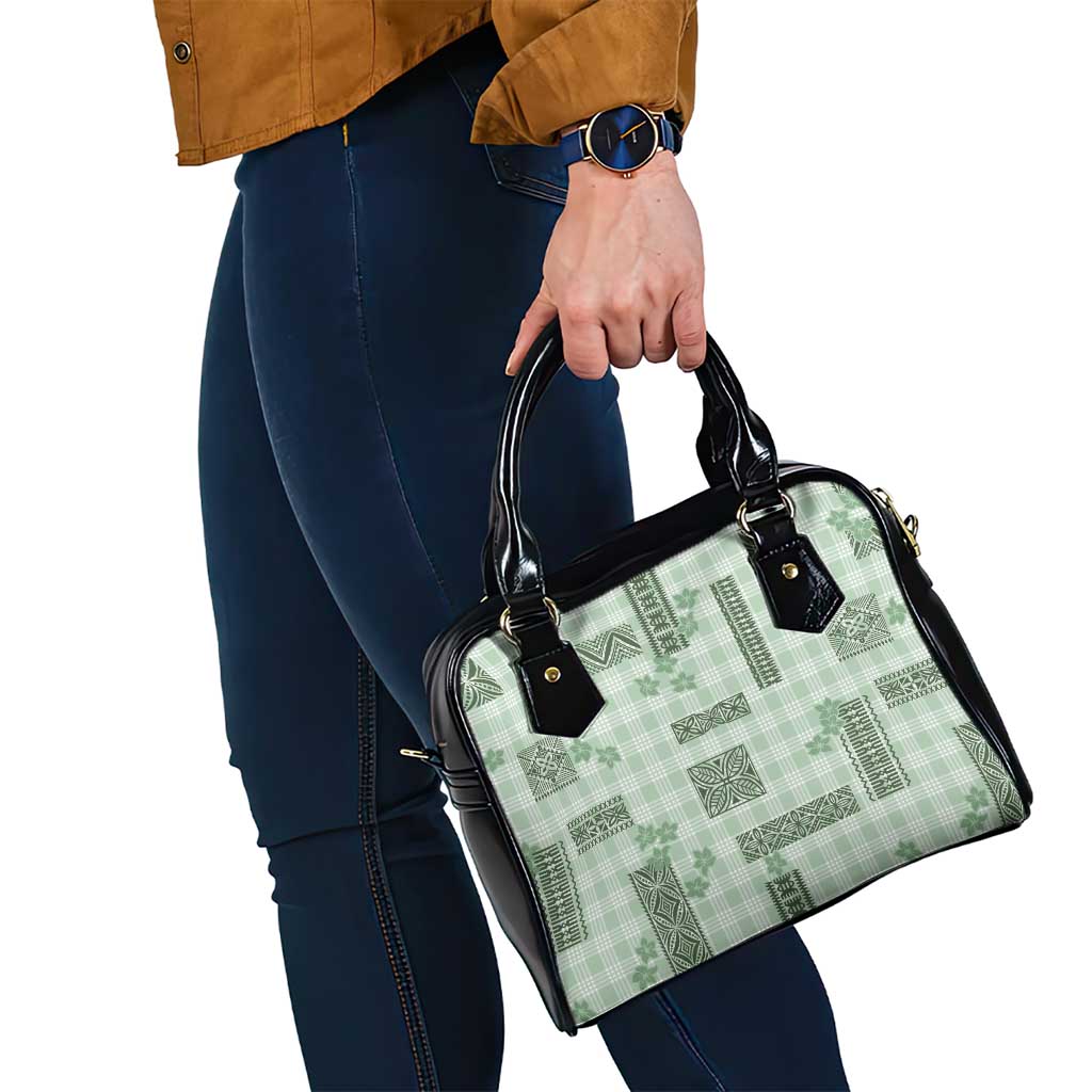 Hawaiian Quilt Tapa On Pastel Mint Palaka Motifs Shoulder Handbag