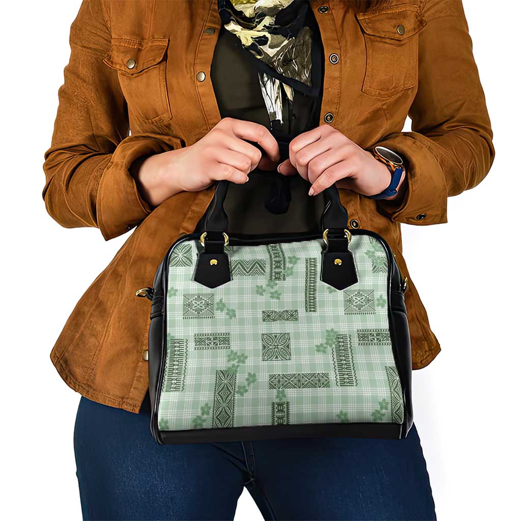 Hawaiian Quilt Tapa On Pastel Mint Palaka Motifs Shoulder Handbag