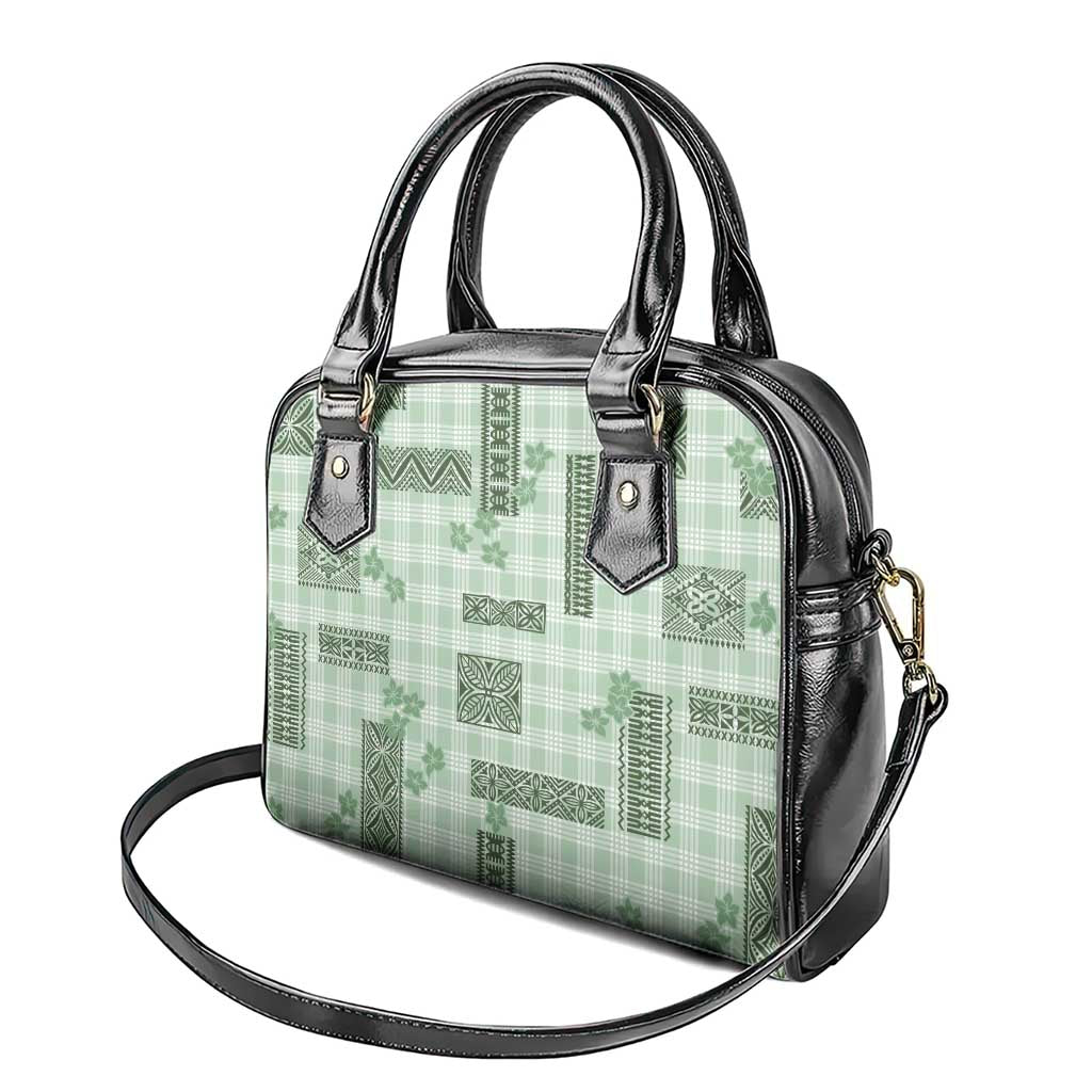 Hawaiian Quilt Tapa On Pastel Mint Palaka Motifs Shoulder Handbag