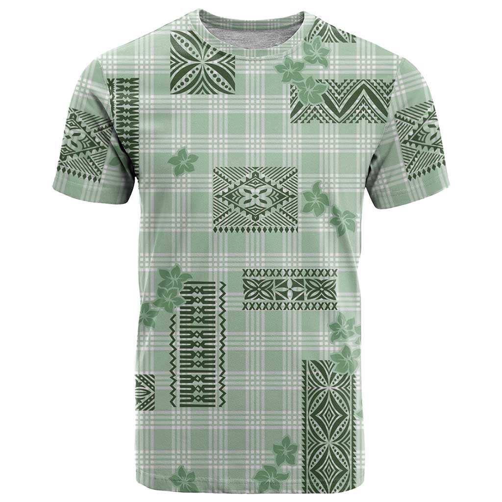 Hawaiian Quilt Tapa On Pastel Mint Palaka Motifs T Shirt LT7 Mint - Polynesian Pride