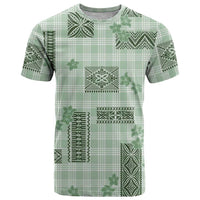 Hawaiian Quilt Tapa On Pastel Mint Palaka Motifs T Shirt LT7 Mint - Polynesian Pride