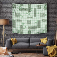 Hawaiian Quilt Tapa On Pastel Mint Palaka Motifs Tapestry LT7 Mint - Polynesian Pride