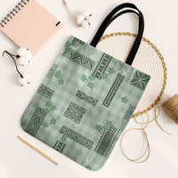 Hawaiian Quilt Tapa On Pastel Mint Palaka Motifs Tote Bag LT7 Black Strap One Size Mint - Polynesian Pride