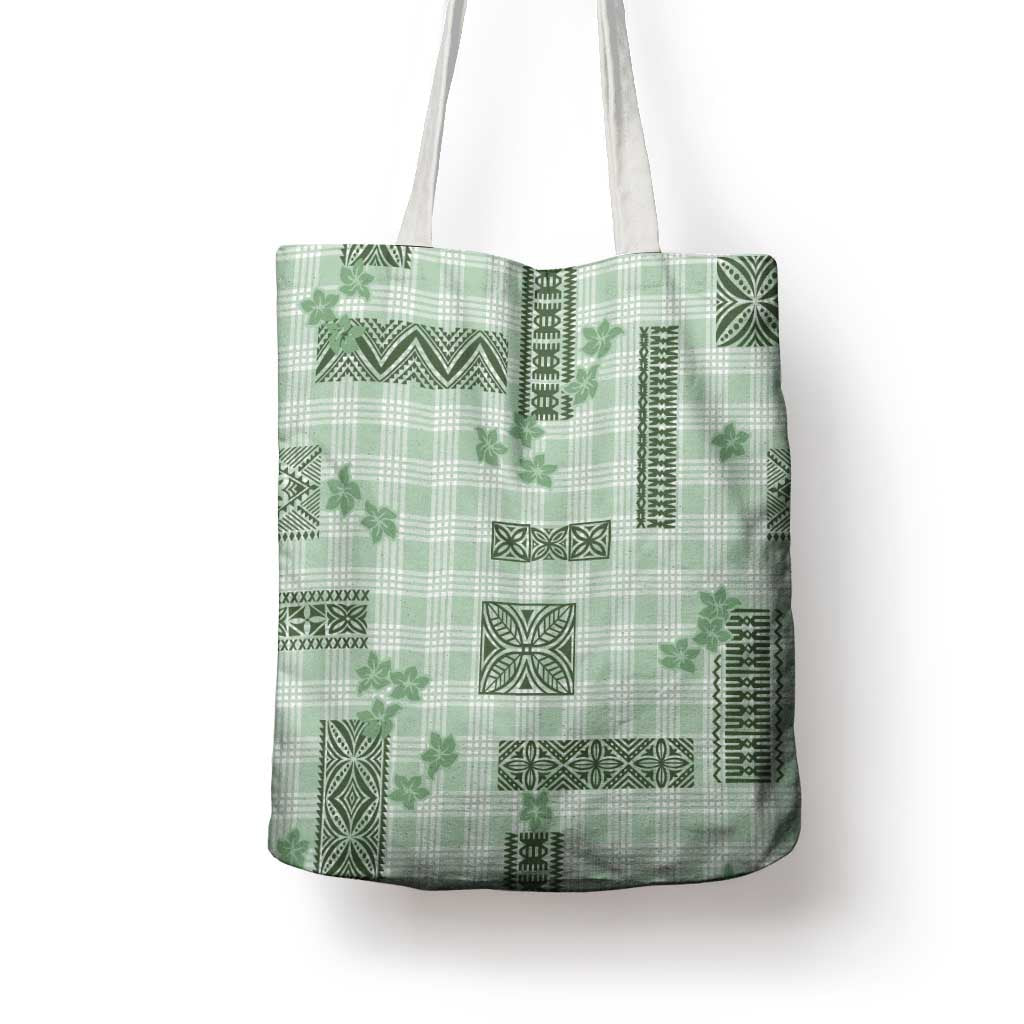 Hawaiian Quilt Tapa On Pastel Mint Palaka Motifs Tote Bag LT7 - Polynesian Pride