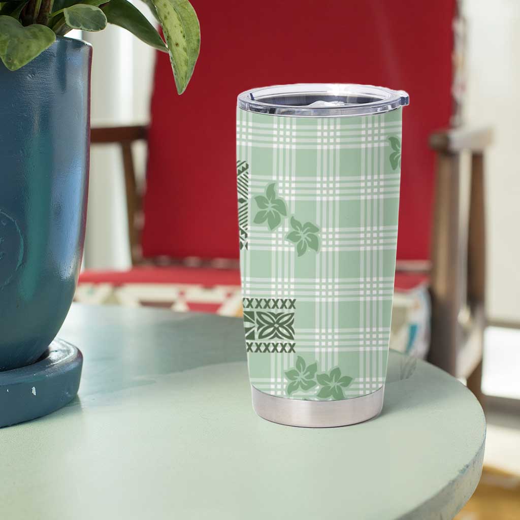 Hawaiian Quilt Tapa On Pastel Mint Palaka Motifs Tumbler Cup
