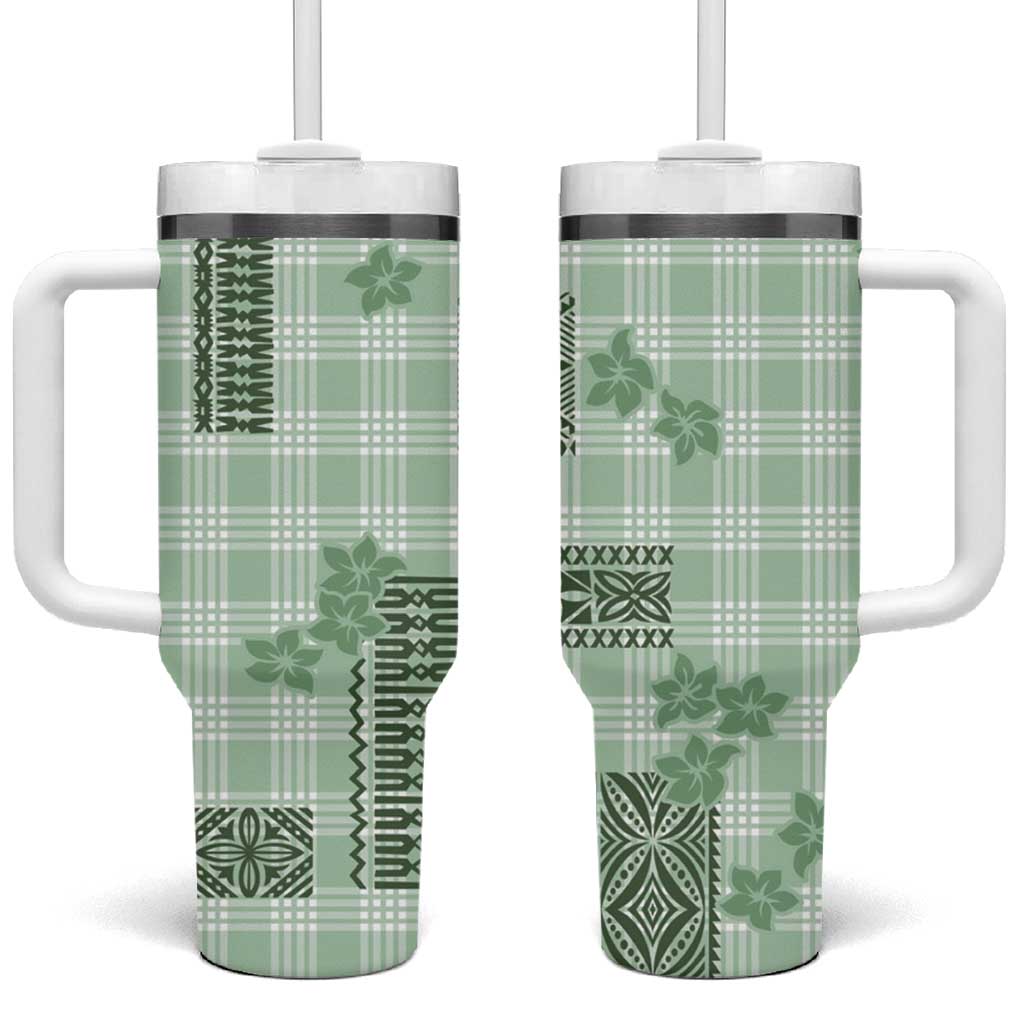 Hawaiian Quilt Tapa On Pastel Mint Palaka Motifs Tumbler With Handle LT7 One Size: 40 oz Mint - Polynesian Pride