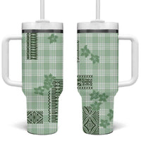 Hawaiian Quilt Tapa On Pastel Mint Palaka Motifs Tumbler With Handle LT7 One Size: 40 oz Mint - Polynesian Pride