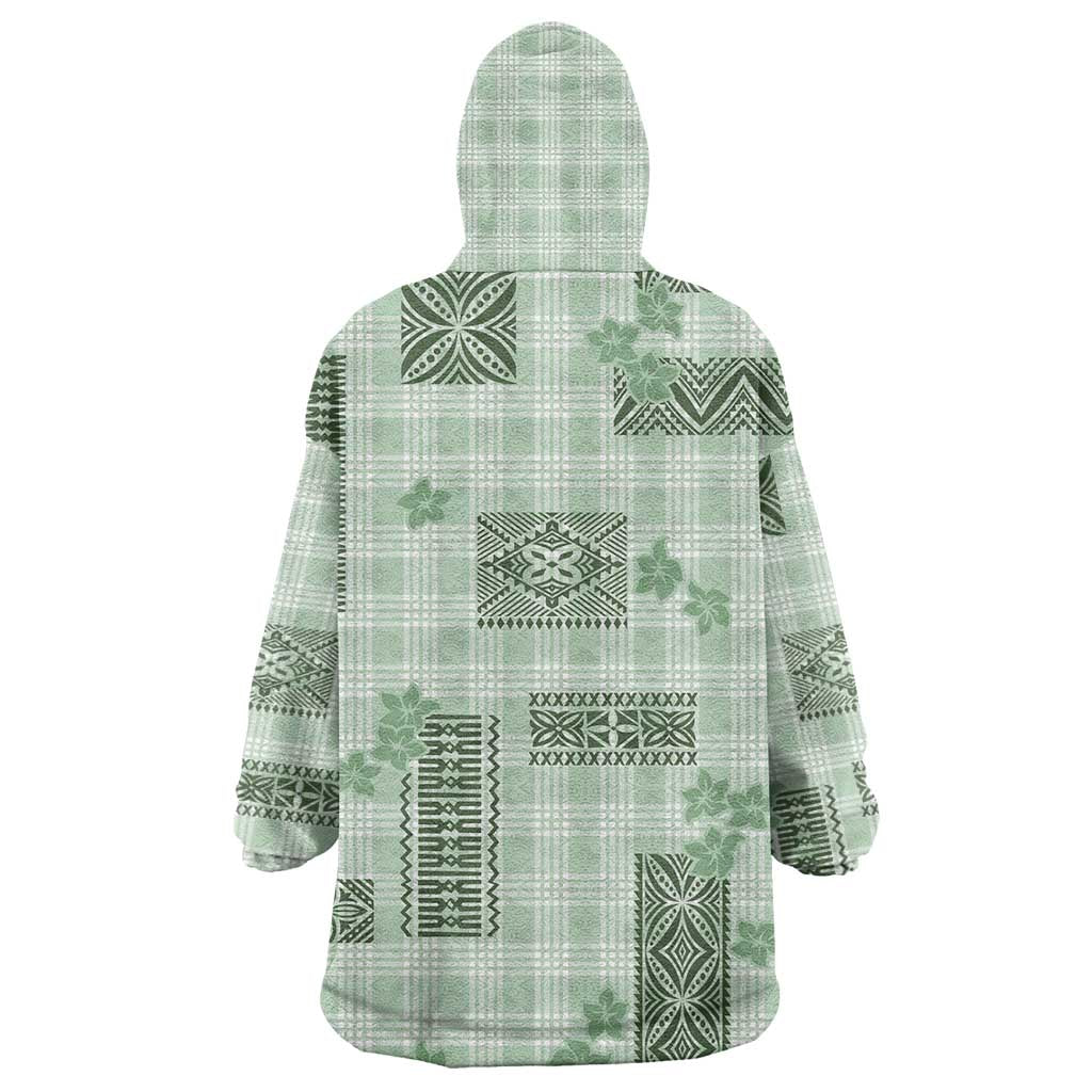 Hawaiian Quilt Tapa On Pastel Mint Palaka Motifs Wearable Blanket Hoodie LT7 - Polynesian Pride