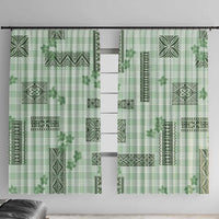 Hawaiian Quilt Tapa On Pastel Mint Palaka Motifs Window Curtain