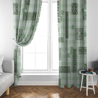 Hawaiian Quilt Tapa On Pastel Mint Palaka Motifs Window Curtain