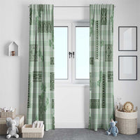 Hawaiian Quilt Tapa On Pastel Mint Palaka Motifs Window Curtain