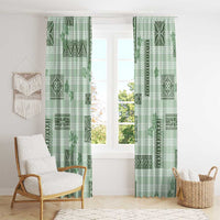 Hawaiian Quilt Tapa On Pastel Mint Palaka Motifs Window Curtain