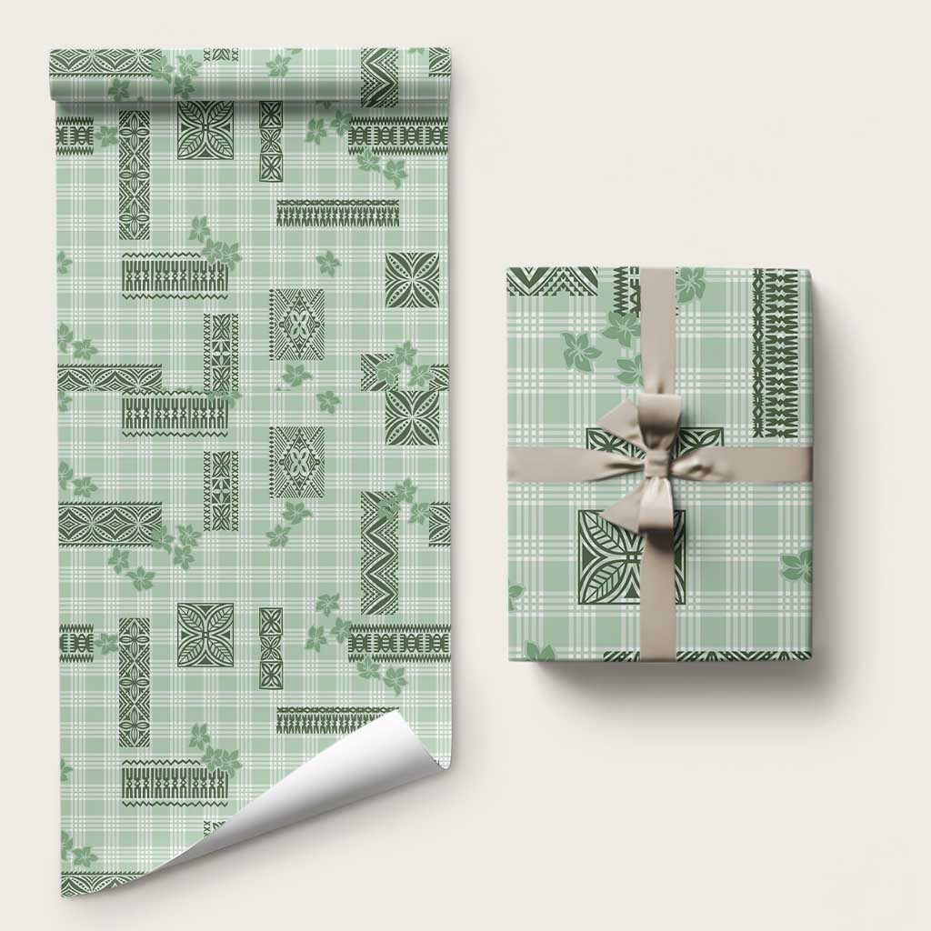 Hawaiian Quilt Tapa On Pastel Mint Palaka Motifs Wrapping Paper LT7 58" × 23" Mint - Polynesian Pride