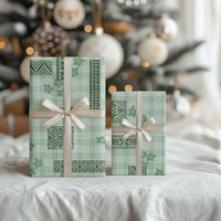 Hawaiian Quilt Tapa On Pastel Mint Palaka Motifs Wrapping Paper LT7 - Polynesian Pride