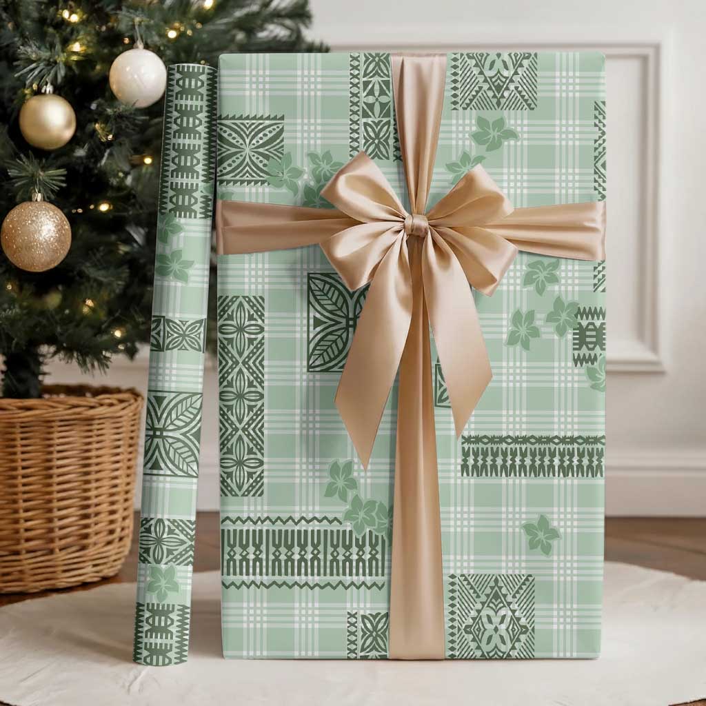 Hawaiian Quilt Tapa On Pastel Mint Palaka Motifs Wrapping Paper LT7 - Polynesian Pride