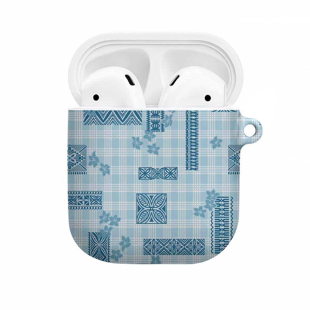 Hawaiian Quilt Tapa On Cold Blue Palaka Motifs AirPods Case LT7 Azure - Polynesian Pride