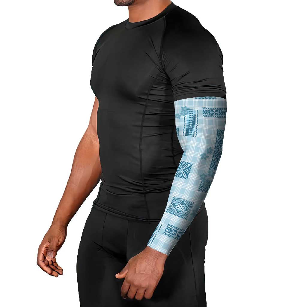 Hawaiian Quilt Tapa On Cold Blue Palaka Motifs Arm Sleeves