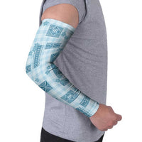 Hawaiian Quilt Tapa On Cold Blue Palaka Motifs Arm Sleeves
