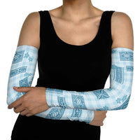 Hawaiian Quilt Tapa On Cold Blue Palaka Motifs Arm Sleeves