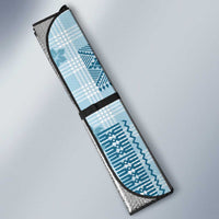 Hawaiian Quilt Tapa On Cold Blue Palaka Motifs Auto Sun Shade LT7 - Polynesian Pride
