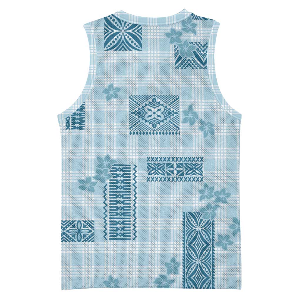 Hawaiian Quilt Tapa On Cold Blue Palaka Motifs Basketball Jersey LT7 - Polynesian Pride