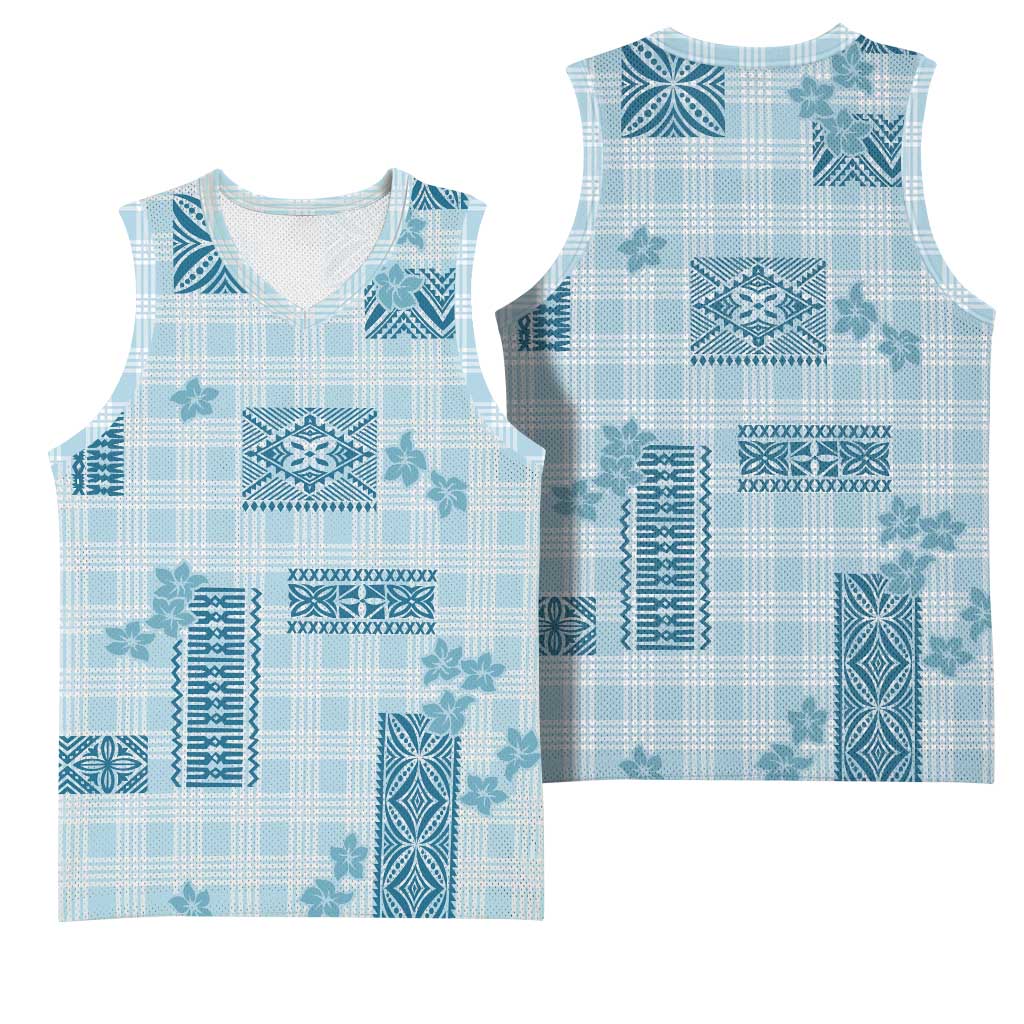Hawaiian Quilt Tapa On Cold Blue Palaka Motifs Basketball Jersey LT7 - Polynesian Pride