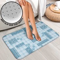 Hawaiian Quilt Tapa On Cold Blue Palaka Motifs Bathroom Set LT7 - Polynesian Pride