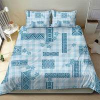 Hawaiian Quilt Tapa On Cold Blue Palaka Motifs Bedding Set LT7 - Polynesian Pride