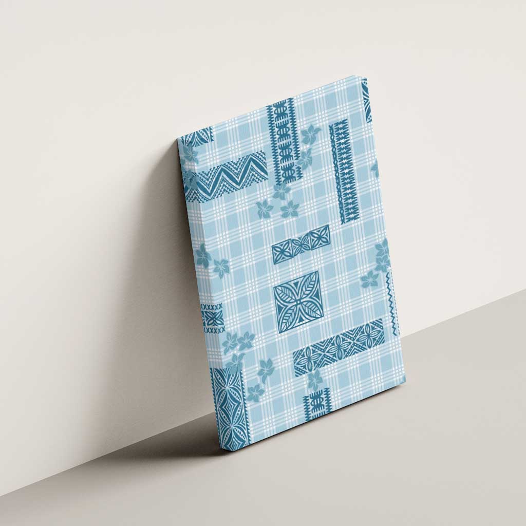 Hawaiian Quilt Tapa On Cold Blue Palaka Motifs Canvas Wall Art LT7 - Polynesian Pride