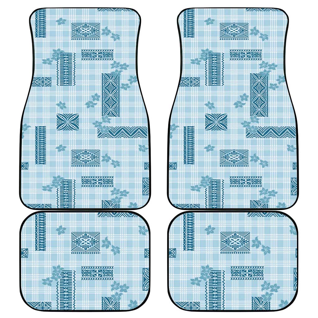 Hawaiian Quilt Tapa On Cold Blue Palaka Motifs Car Mats LT7 - Polynesian Pride