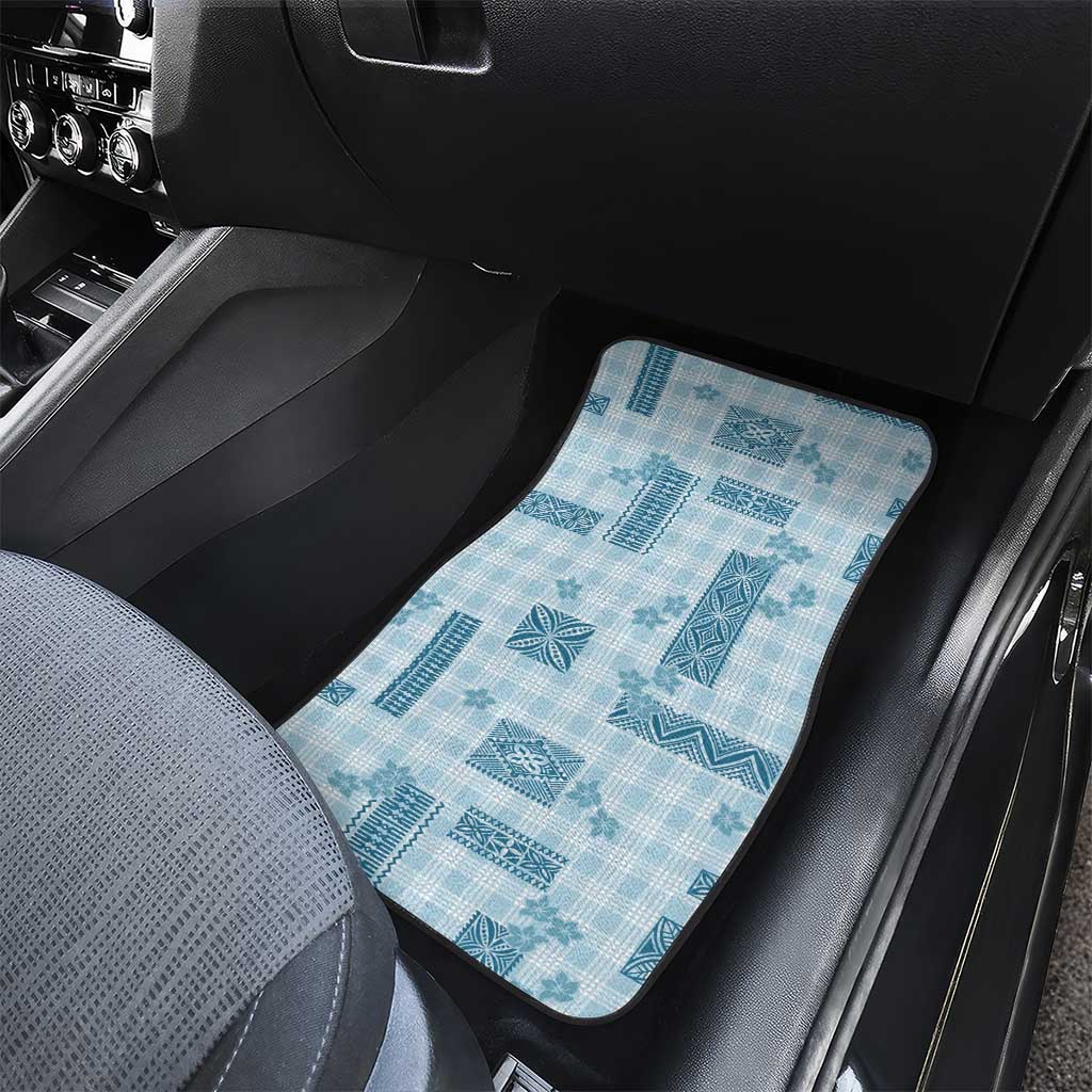 Hawaiian Quilt Tapa On Cold Blue Palaka Motifs Car Mats LT7 - Polynesian Pride