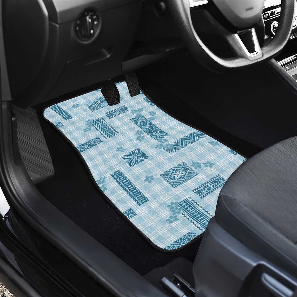 Hawaiian Quilt Tapa On Cold Blue Palaka Motifs Car Mats LT7 - Polynesian Pride