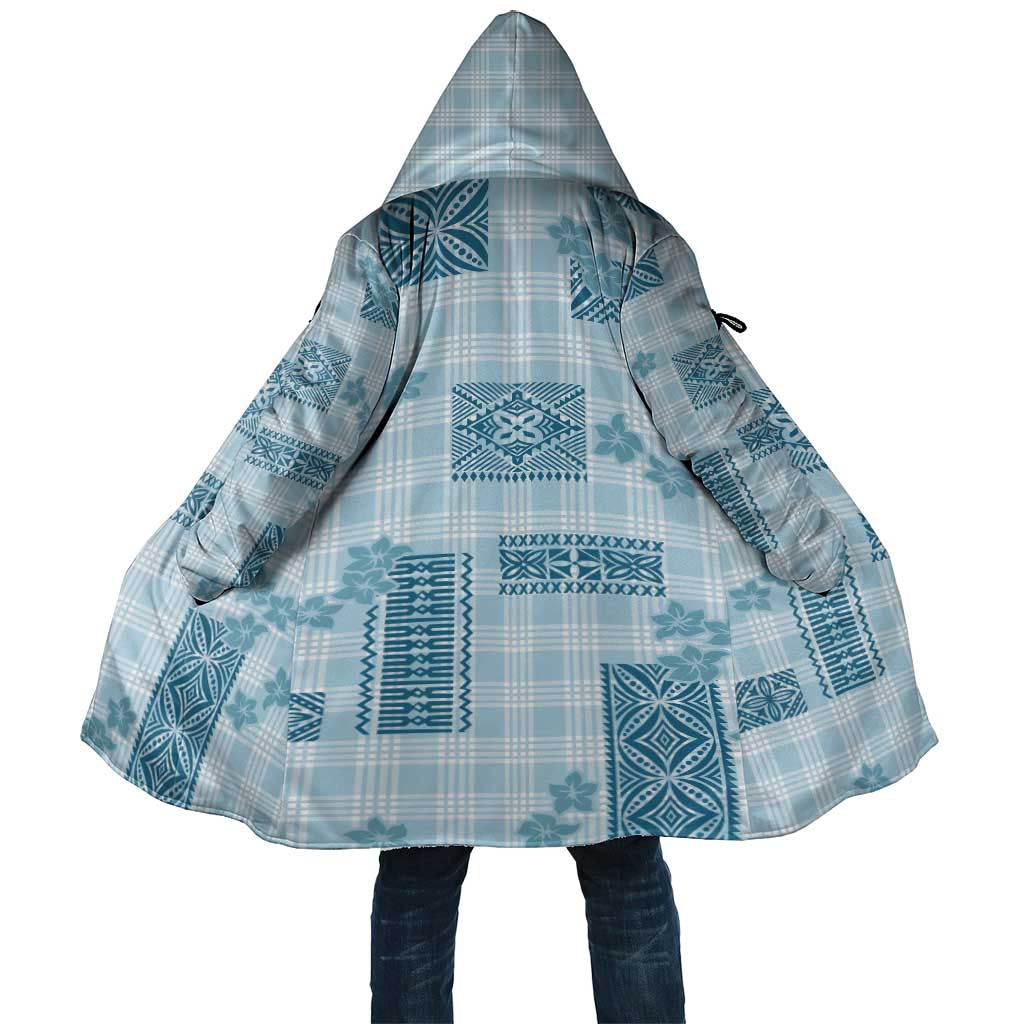 Hawaiian Quilt Tapa On Cold Blue Palaka Motifs Cloak LT7 Unisex Azure - Polynesian Pride