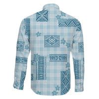 Hawaiian Quilt Tapa On Cold Blue Palaka Motifs Family Matching Tank Maxi Dress and Hawaiian Shirt