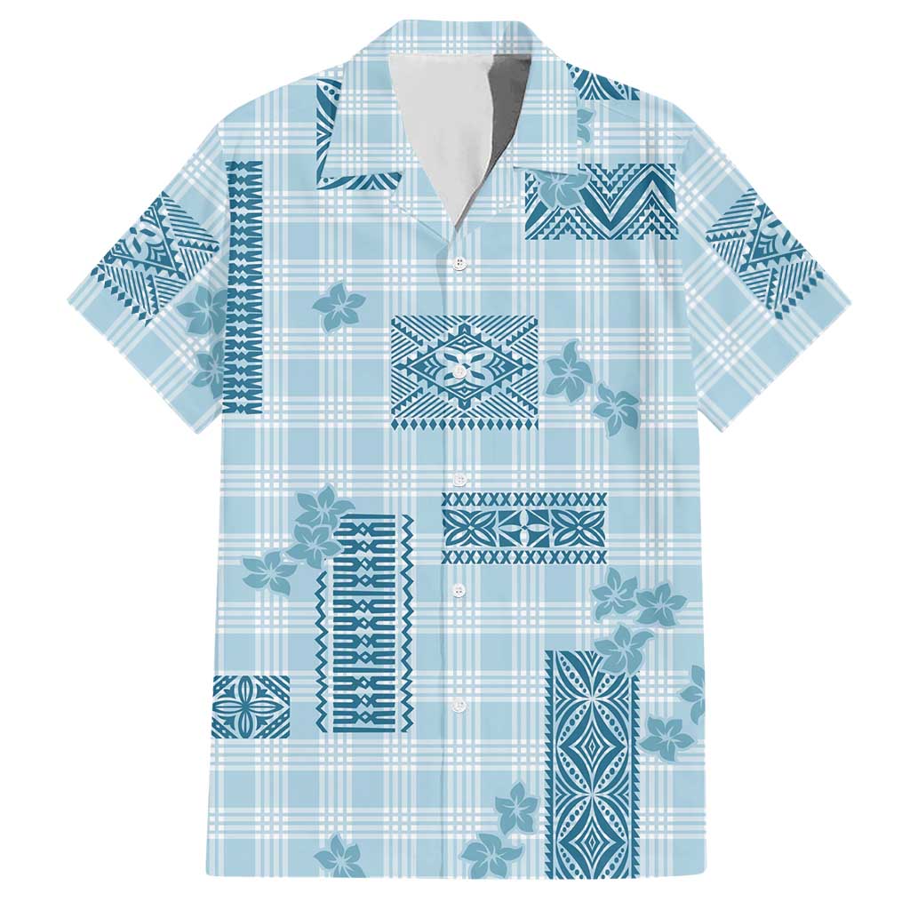 Hawaiian Quilt Tapa On Cold Blue Palaka Motifs Hawaiian Shirt LT7 Azure - Polynesian Pride