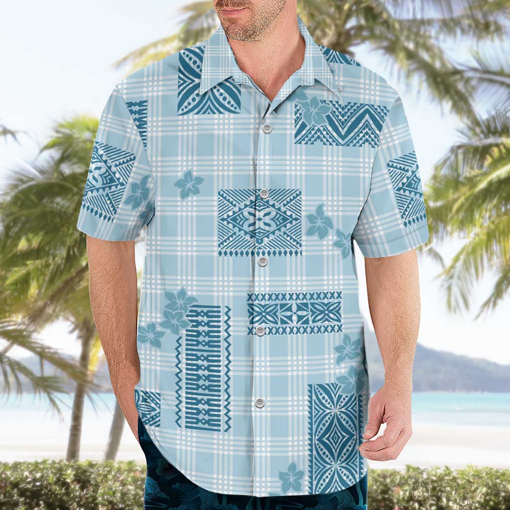Hawaiian Quilt Tapa On Cold Blue Palaka Motifs Hawaiian Shirt LT7 - Polynesian Pride