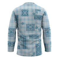 Hawaiian Quilt Tapa On Cold Blue Palaka Motifs Hockey Jersey LT7 - Polynesian Pride